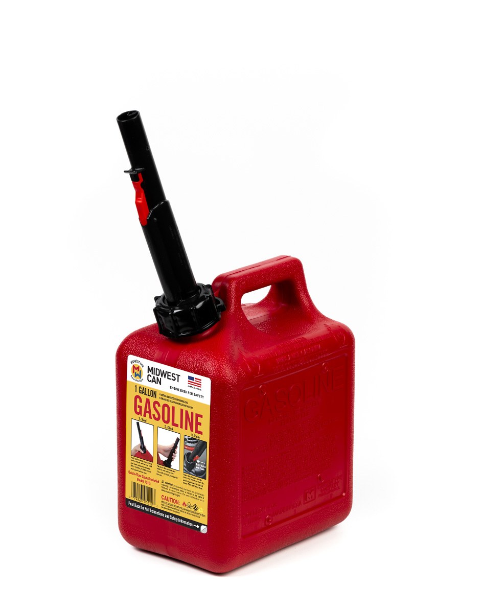 Midwest Can Liquid Storage Container, Safe-Flo, Red, 1 Gallon, Free Standing, High-Density Polyethylene, With Quick-Flow Spout – 1210