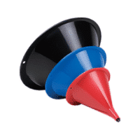 Midwest Can Funnel, Round, 1/2 Pint/ 1 Pint/ 2 Quart Capacity, Black/ Red/ Blue, High-Density Polyethylene, 3 Piece – 3588