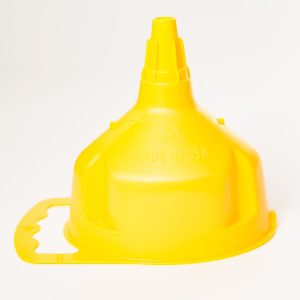 Midwest Can Funnel, Easy-Fill Jr, Round, 6-1/4 Inch Diameter X 7-3/4 Inch Height, 0.38 Gallon Capacity, Yellow, High-Density Polyethylene – 3655