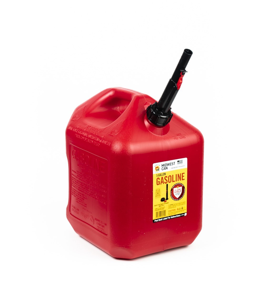 Midwest Can Liquid Storage Container, Safe-Flo, Red, 5 Gallon, Free Standing, High-Density Polyethylene, With Quick-Flow Spout and 2 Handles – 5610