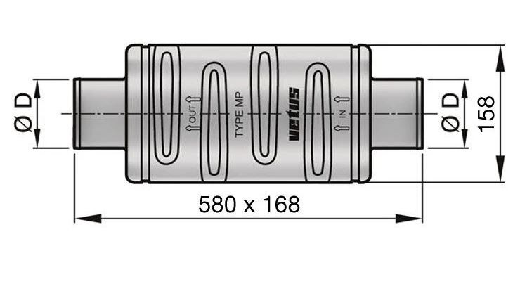 Maxwell Exhaust Muffler, Vetus Plastic Muffler MP100 for Inner Diameter Hose of 4″ Dempmp100 – DEMPMP100