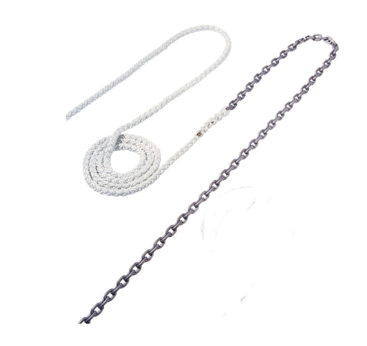 Maxwell Anchor Rode, Rope-To-Chain Pre-Spliced Combination, 5/8 Inch Diameter X 150 Foot Length Brait Rope, White – RODE52