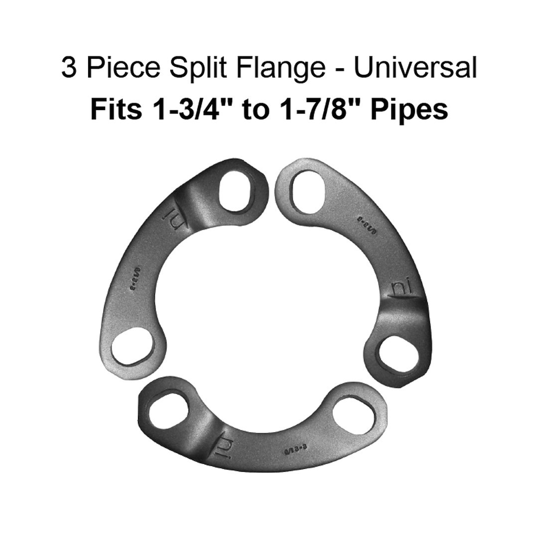 Nickson Inc Exhaust Pipe Flange, 1-3/4 Inch to 1-7/8 Inch Inside Diameter, Split 3 Bolt, Steel – 00339