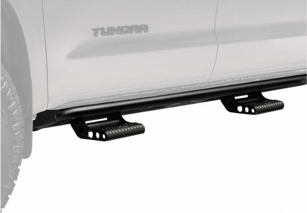 N-Fab Rocker Panel Guard, Rkr Series, Round Tube, Black Textured Powder Coat, Steel, Includes 2 Detachable Steps – F194RKRCCS4
