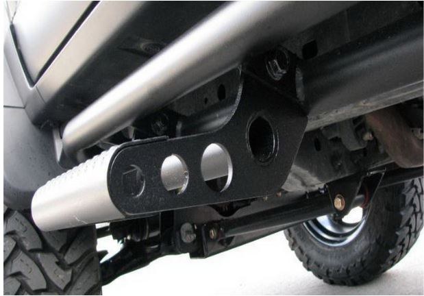 N-Fab Rocker Panel Guard, Rkr Series, Round Tube, Black Textured Powder Coat, Steel, Includes 2 Detachable Steps – F194RKRCCS4