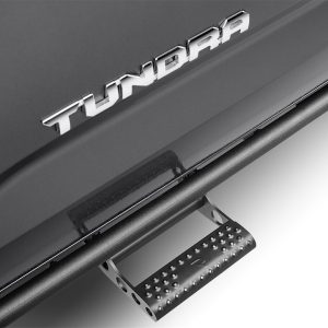 N-Fab Rocker Panel Guard, Rkr Series, Round Tube, Black Textured Powder Coat, Steel, Includes 4 Detachable Steps – T224RKRCCS4