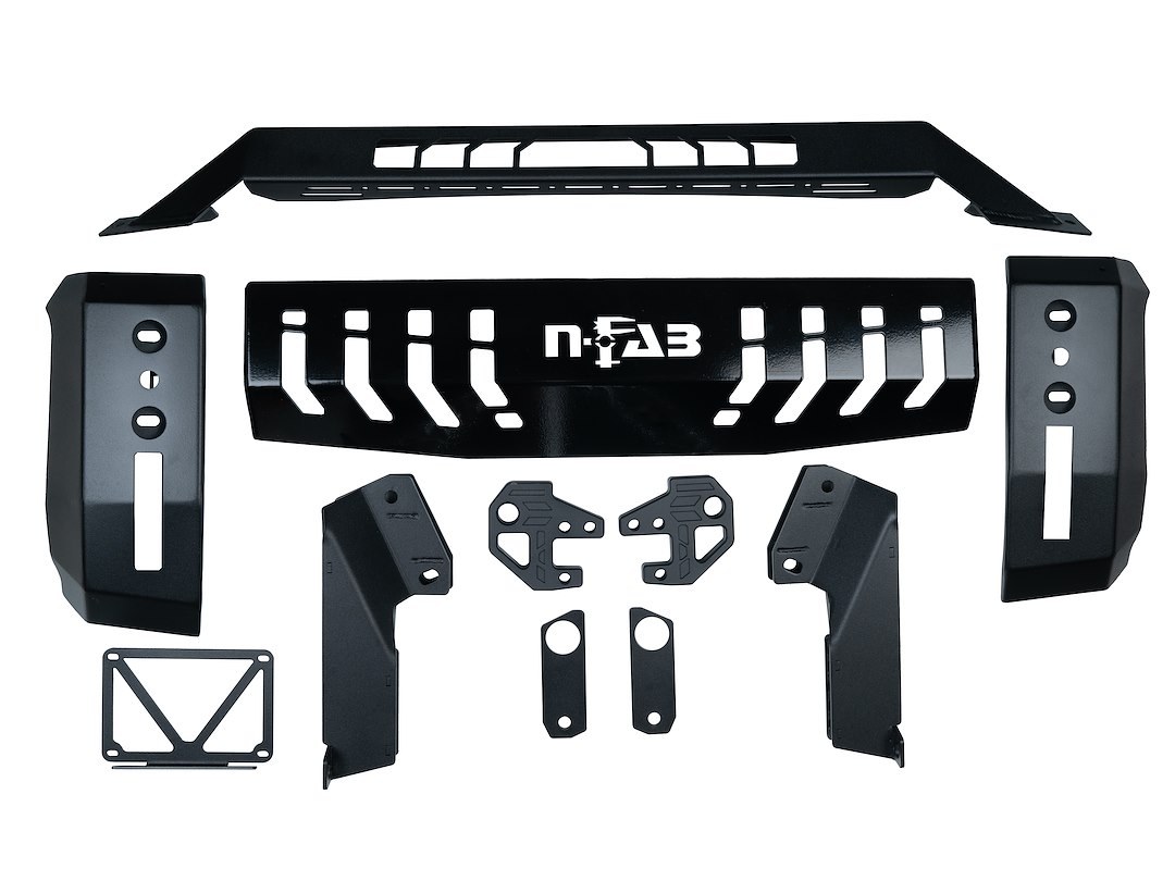 N-Fab Bull Bar, Hvm, Textured Black, Steel, With Mounting Tabs for 20 Inch Light Bar, With Skid Plate, With Tow Hooks – C19BB01-TX