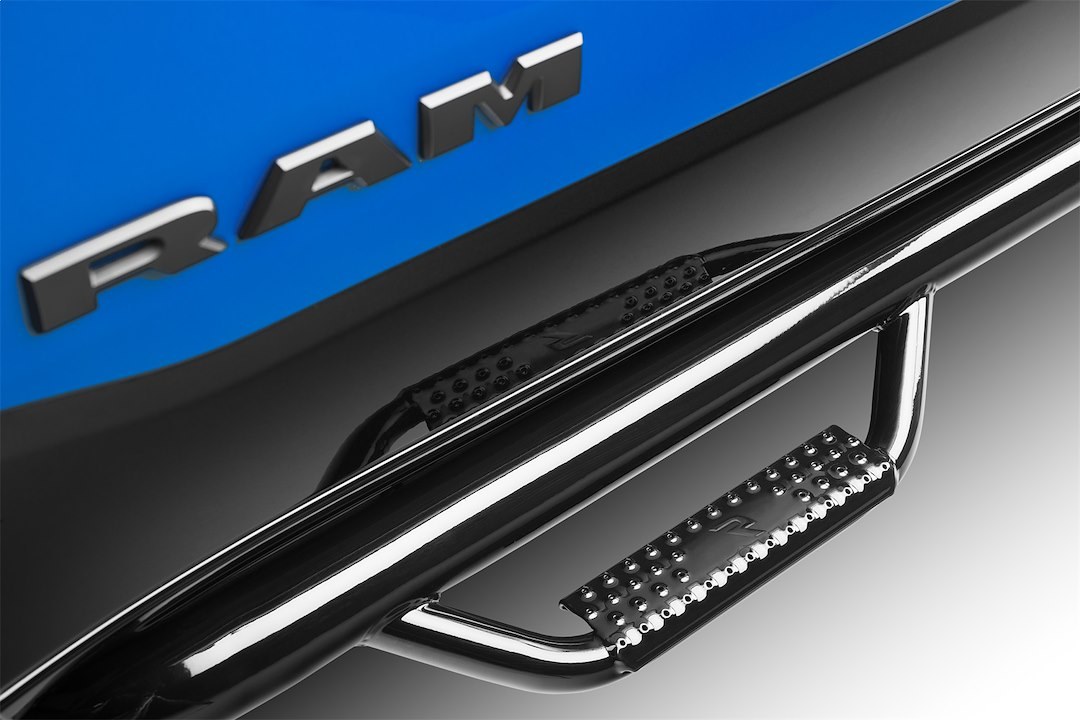 N-Fab Nerf Bar – Truck Wheel to Wheel, Bed Access, With Drop Down Steps, With Bed Step, 3 Inch Round Bent – D0289QC-6
