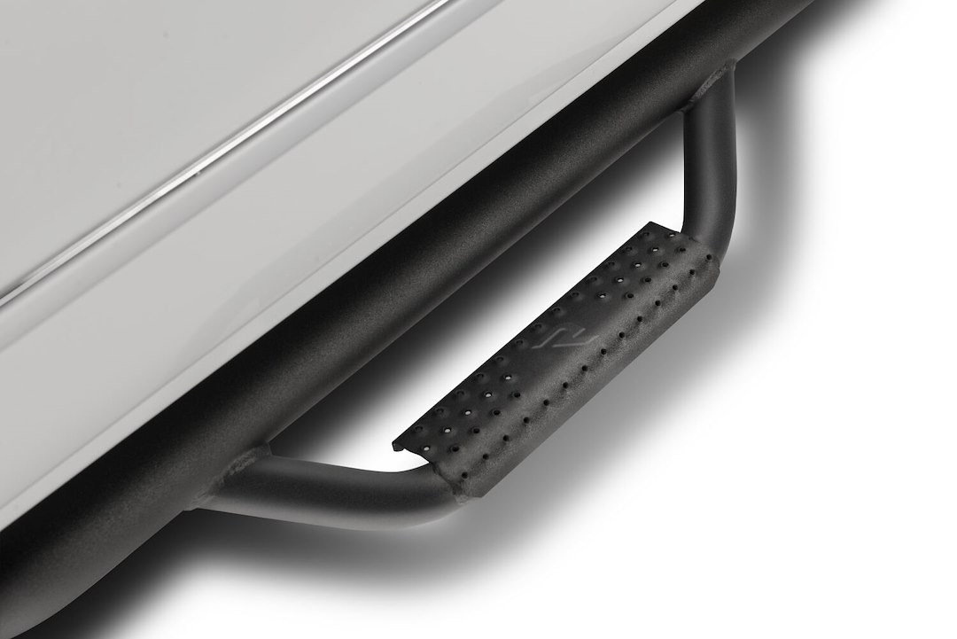 N-Fab Nerf Bar – Truck Wheel to Wheel, Bed Access, With Drop Down Steps, With Bed Step, 3 Inch Round Bent – D0289QC-6-TX