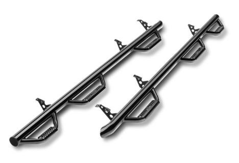 N-Fab Nerf Bar – Truck Wheel to Wheel, Bed Access, With Drop Down Steps, With Bed Step, 3 Inch Round Bent – D1992QC-6