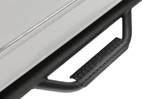 N-Fab Nerf Bar – Truck Wheel to Wheel, Bed Access, With Drop Down Steps, With Bed Step, 3 Inch Round Bent – D1992QC-6