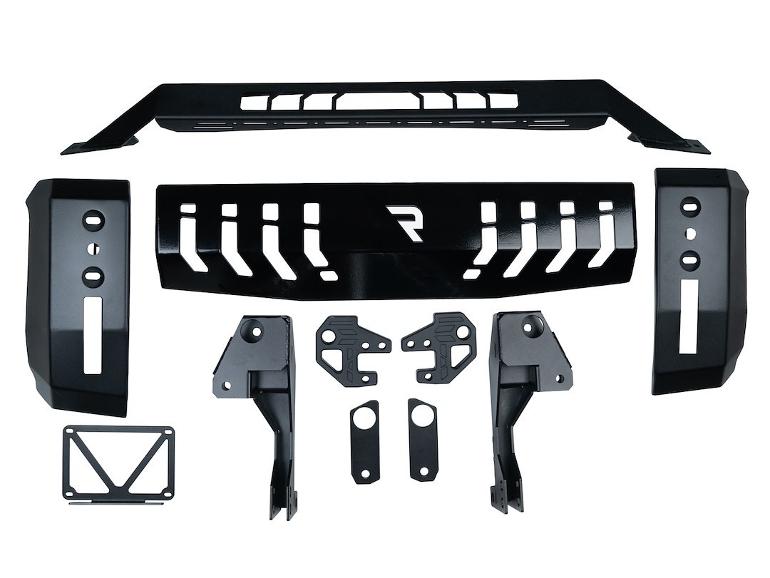 N-Fab Bull Bar, Hvm, Textured Black, Steel, With Light Mounting Tab, With Skid Plate, With Tow Hooks – D19BB01-TX