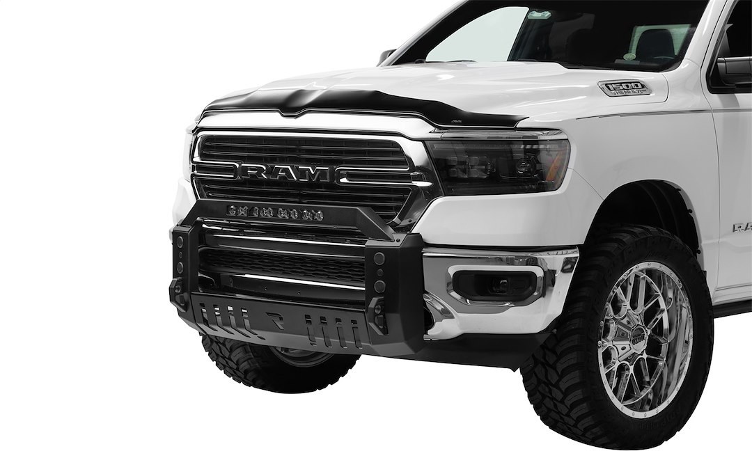 N-Fab Bull Bar, Hvm, Textured Black, Steel, With Light Mounting Tab, With Skid Plate, With Tow Hooks – D19BB01-TX