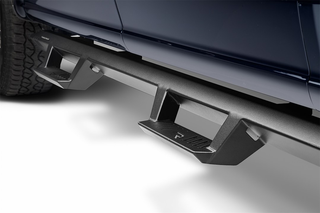 N-Fab Nerf Bar, Epyx, With Drop Down Steps, Angular Style Straight, Textured Powder Coated Black, Steel, Without End Caps – EXF15QC-TX