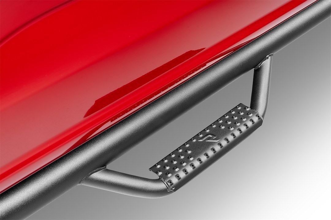 N-Fab Nerf Bar – Truck Wheel to Wheel, Bed Access, With Drop Down Steps, With Bed Step, 3 Inch Round Bent – F17105CC-6