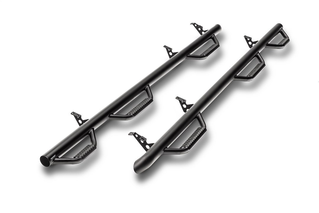 N-Fab Nerf Bar – Truck Wheel to Wheel, Bed Access, With Drop Down Steps, With Bed Step, 3 Inch Round Bent – F17105CC-6-TX