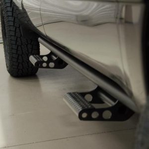 N-Fab Rocker Panel Guard, Rkr Series, Round Tube, Black Textured Powder Coat, Steel, Includes 4 Detachable Steps – F174RKRCCS4