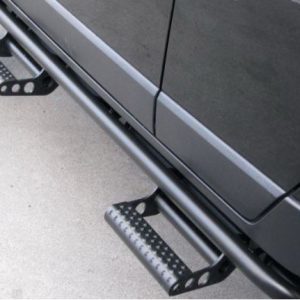 N-Fab Rocker Panel Guard, Rkr Series, Round Tube, Black Textured Powder Coat, Steel, Compatible with Detachable Steps – F214BRKRS4