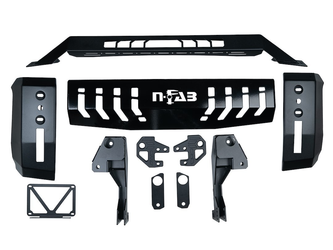 N-Fab Bull Bar, Hvm, Textured Black, Steel, With Mounting Tabs for 20 Inch Light Bar, With Skid Plate, With Tow Hooks – G19BB01-TX