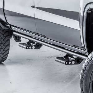 N-Fab Rocker Panel Guard, Rkr Series, Round Tube, Black Textured Powder Coat, Steel, Compatible with Detachable Steps – N224RKRCC