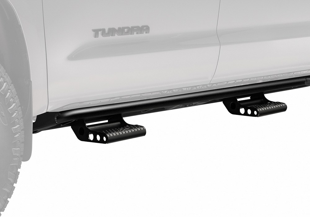 N-Fab Rocker Panel Guard, Rkr Series, Round Tube, Black Textured Powder Coat, Steel, Includes 4 Detachable Steps – N224RKRCCS4