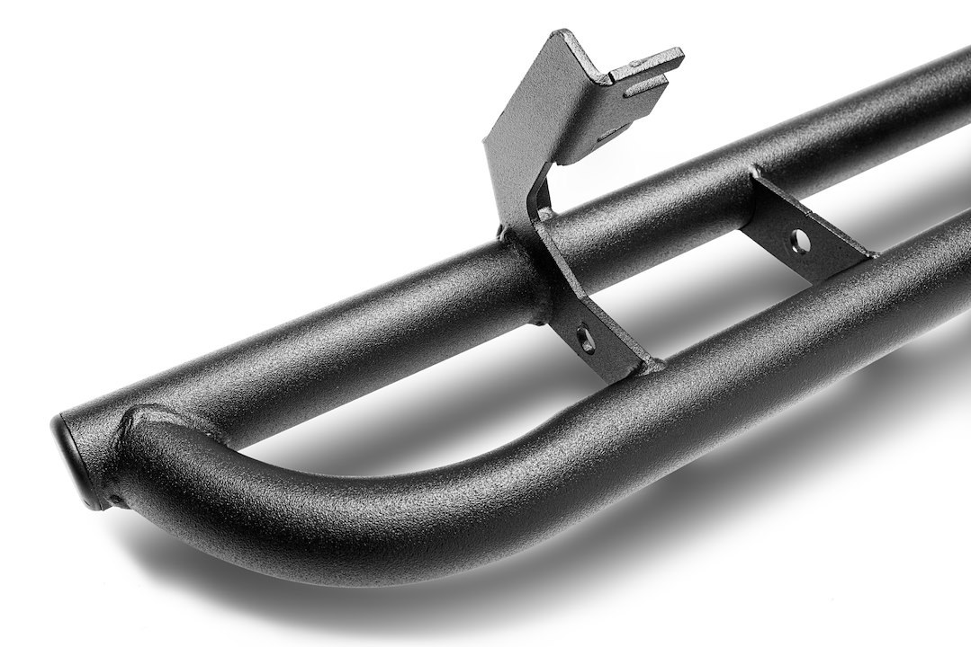 N-Fab Rocker Panel Guard, Rkr Series, Round Tube, Black Textured Powder Coat, Steel, Includes 4 Detachable Steps – N224RKRCCS4