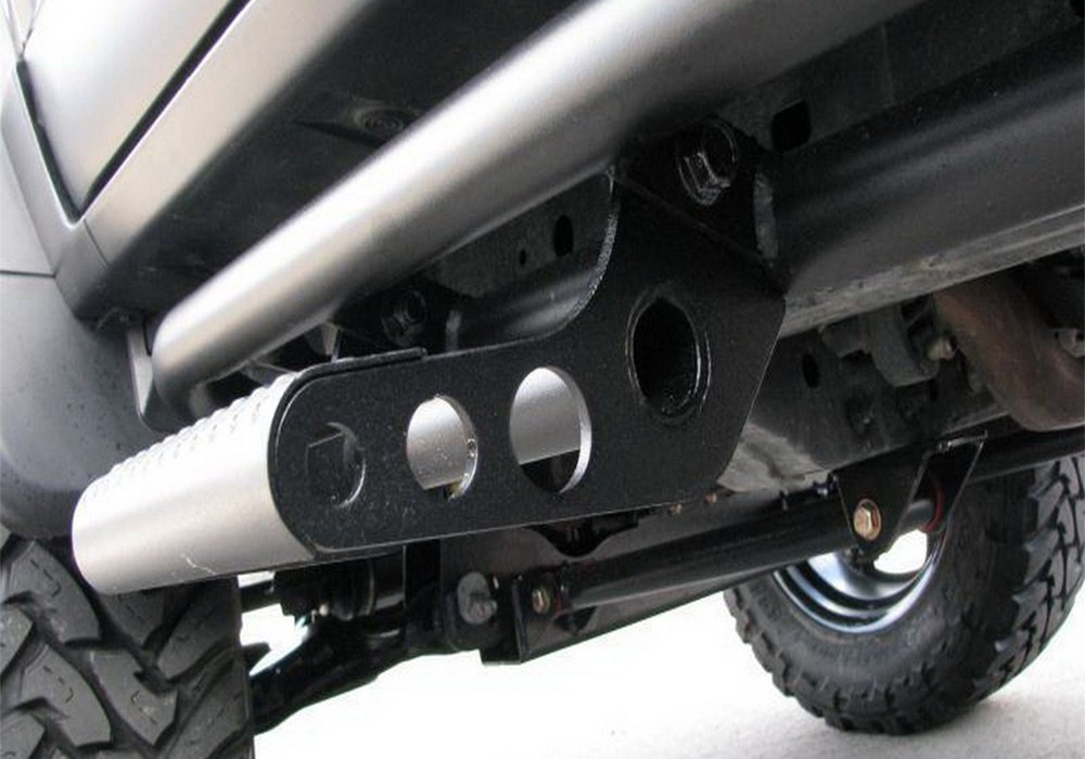 N-Fab Rocker Panel Guard, Rkr Series, Round Tube, Black Textured Powder Coat, Steel, Includes 4 Detachable Steps – N224RKRCCS4