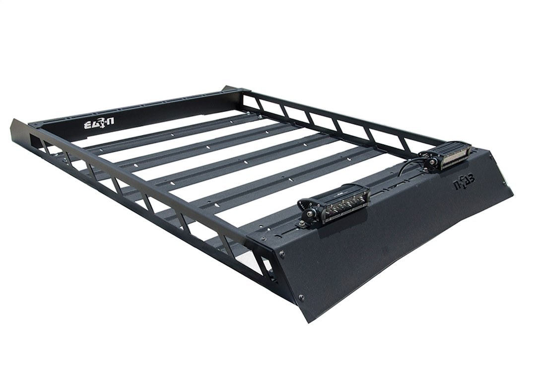 N-Fab Roof Basket, Mrf Series, Direct-Fit, Black Textured Powder Coated Steel, OE Side Rail Mount – T102MRF