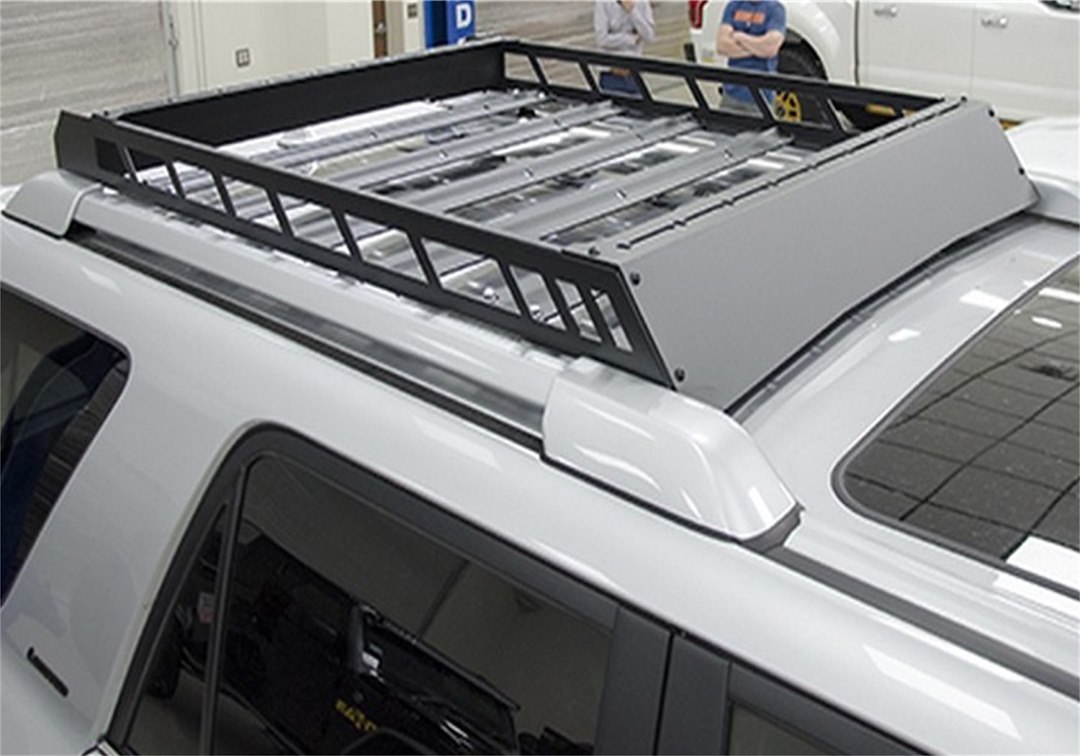 N-Fab Roof Basket, Mrf Series, Direct-Fit, Black Textured Powder Coated Steel, OE Side Rail Mount – T102MRF