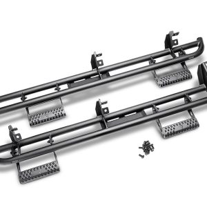 N-Fab Rocker Panel Guard, Rkr Series, Round Tube, Black Textured Powder Coat, Steel, Includes 4 Detachable Steps – T104RKR4RS4