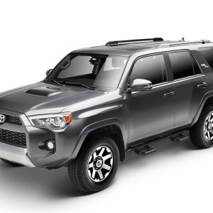 N-Fab Rocker Panel Guard, Rkr Series, Round Tube, Black Textured Powder Coat, Steel, Includes 4 Detachable Steps – T104RKR4RS4