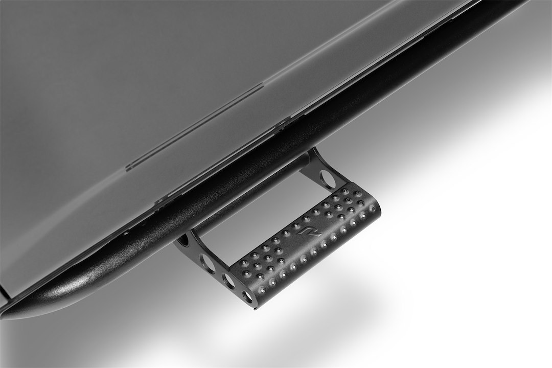 N-Fab Rocker Panel Guard, Rkr Series, Round Tube, Black Textured Powder Coat, Steel, Includes 4 Detachable Steps – T104RKR4RS4