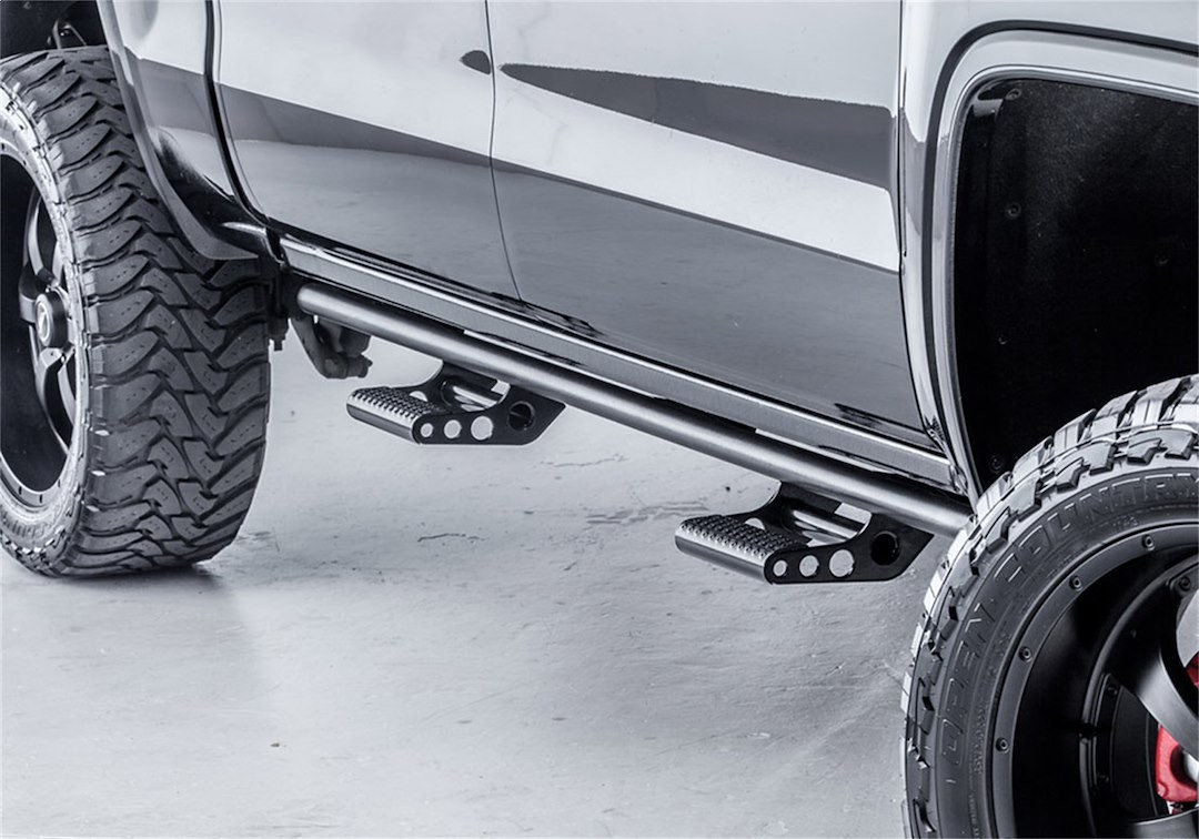 N-Fab Rocker Panel Guard, Rkr Series, Round Tube, Black Textured Powder Coat, Steel, Compatible with Detachable Steps – T154RKRCC