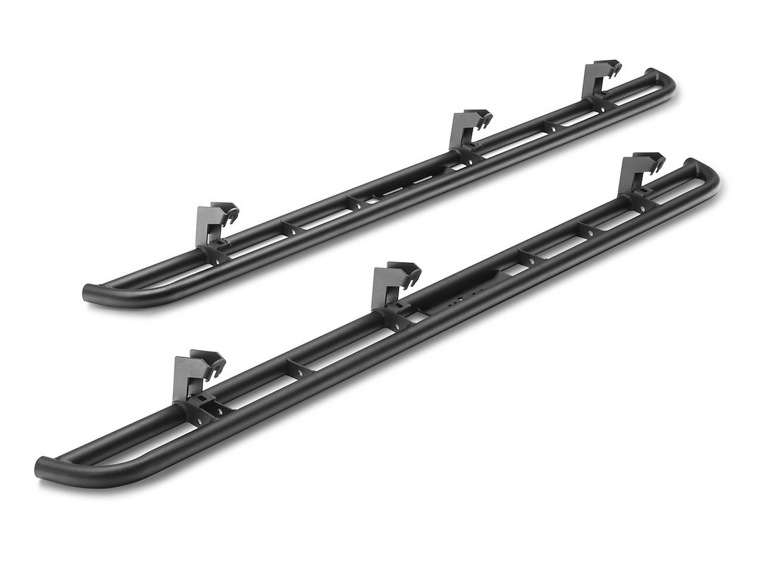 N-Fab Rocker Panel Guard, Rkr Series, Round Tube, Black Textured Powder Coat, Steel, Compatible with Detachable Steps – T154RKRCC
