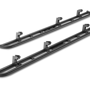 N-Fab Rocker Panel Guard, Rkr Series, Round Tube, Black Textured Powder Coat, Steel, Compatible with Detachable Steps – T224RKRCC