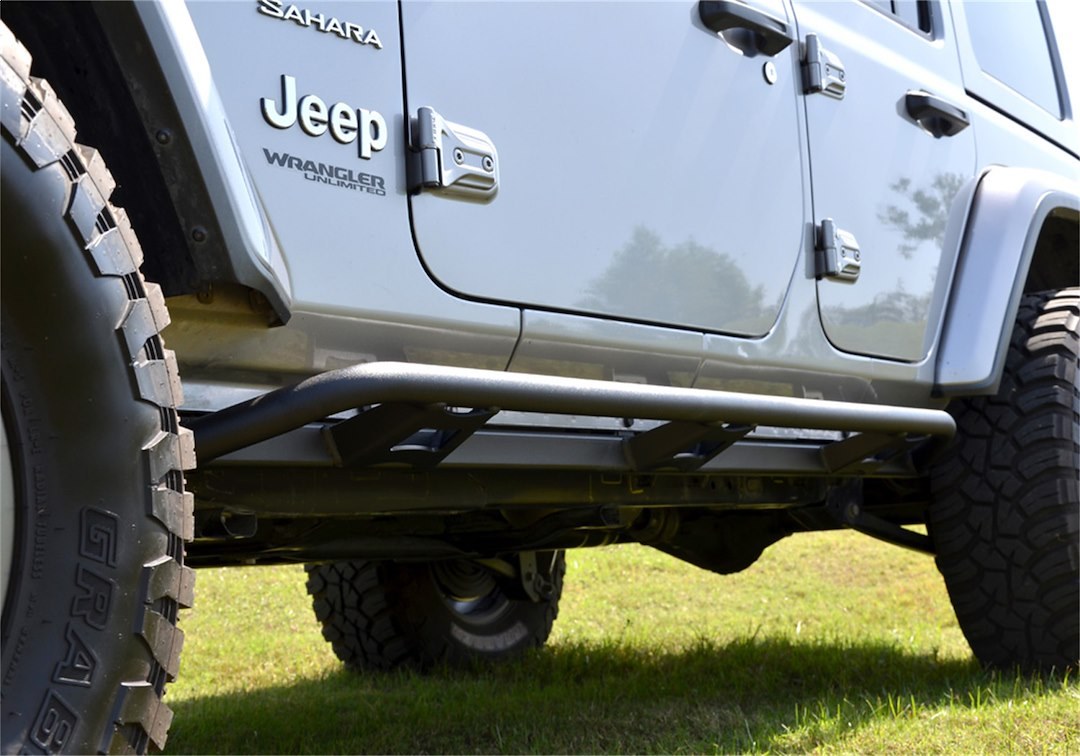N-Fab Rocker Panel Guard, Trailslider, Oval Tube, Textured, Black Powder Coated, Steel – TSJ074-TX
