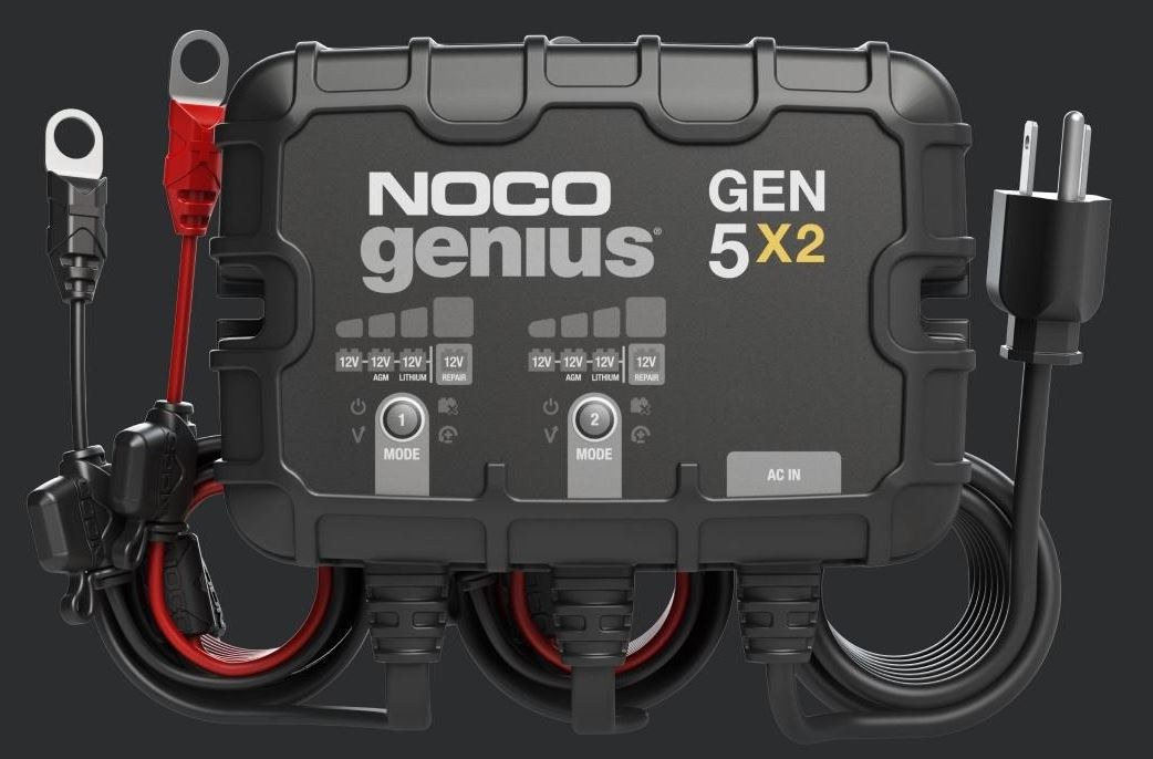 Noco Battery Charger, For 12 Volt Batteries, 2 Bank Onboard Charger/ 5 Amp Per Bank, 120 to 240 Volt AC/ 50 to 60 Hz, 10 Amp Charging Current – GEN5X2