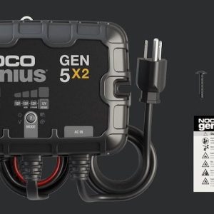 Noco Battery Charger, For 12 Volt Batteries, 2 Bank Onboard Charger/ 5 Amp Per Bank, 120 to 240 Volt AC/ 50 to 60 Hz, 10 Amp Charging Current – GEN5X2