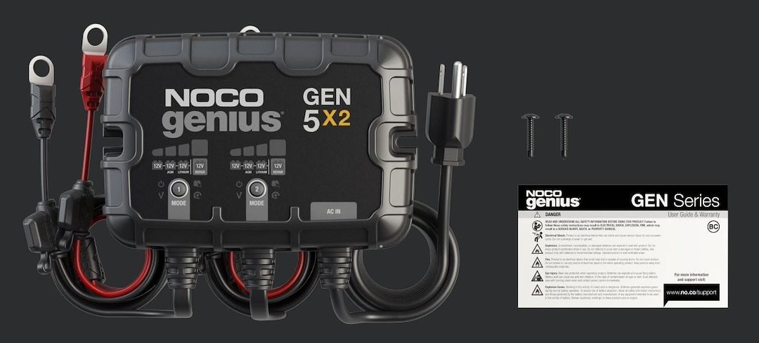 Noco Battery Charger, For 12 Volt Batteries, 2 Bank Onboard Charger/ 5 Amp Per Bank, 120 to 240 Volt AC/ 50 to 60 Hz, 10 Amp Charging Current – GEN5X2