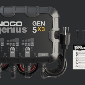Noco Battery Charger, For 12 Volt Batteries, 3 Bank Onboard Charger/ 5 Amp Per Bank, 120 to 240 Volt AC/ 50 to 60 Hz, 15 Amp Charging Current – GEN5X3