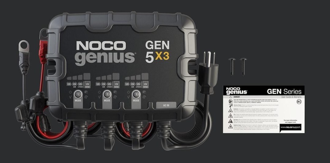 Noco Battery Charger, For 12 Volt Batteries, 3 Bank Onboard Charger/ 5 Amp Per Bank, 120 to 240 Volt AC/ 50 to 60 Hz, 15 Amp Charging Current – GEN5X3