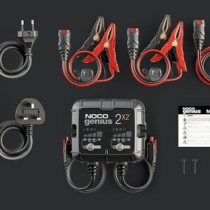 Noco Battery Charger, Genius ®, For 6 Volt/ 12 Volt Batteries, 2 Bank Charger, 120 to 240 Volt AC Power Supply, 4 Amp Charging Current – GENIUS2X2