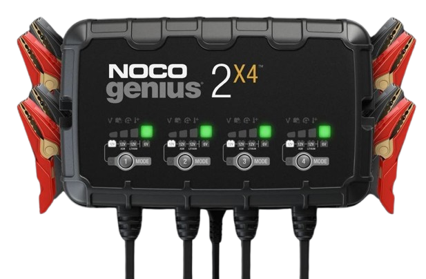 Noco Battery Charger, For 6 Volt/ 12 Volt Batteries, 4 Bank Onboard Charger/ 2 Amp Per Bank, 120 to 240 Volt AC/ 50 to 60 Hz – GENIUS2X4
