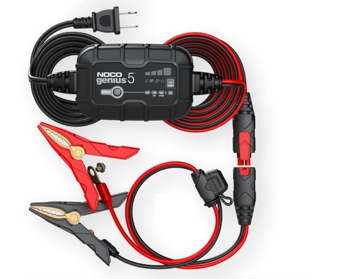 Noco Battery Charger, For 6 Volt/ 12 Volt Batteries, 120 to 240 Volt AC/ 50 to 60 Hz, 9 Step Fully Automatic – GENIUS5