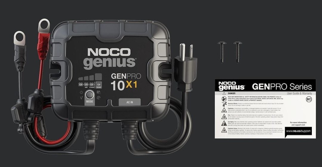 Noco Battery Charger, For 12 Volt Batteries, 1 Bank Onboard Charger, 120 to 240 Volt AC/ 50 to 60 Hz, 10 Amp Charging Current – GENPRO10X1