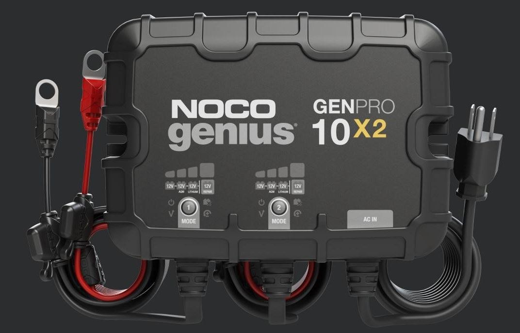 Noco Battery Charger, For 12 Volt Batteries, 2 Bank Onboard Charger/ 10 Amp Per Bank, 120 to 240 Volt AC/ 50 to 60 Hz – GENPRO10X2