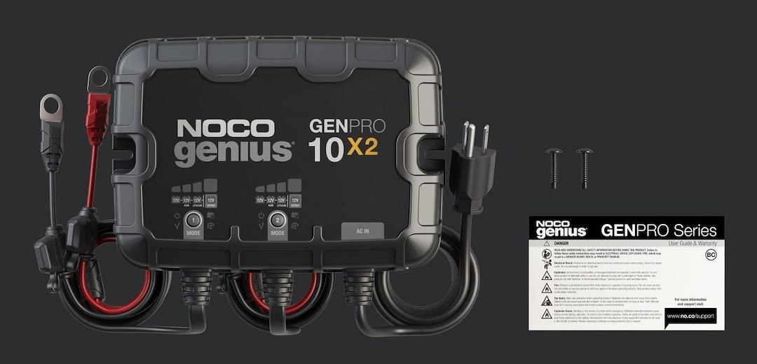 Noco Battery Charger, For 12 Volt Batteries, 2 Bank Onboard Charger/ 10 Amp Per Bank, 120 to 240 Volt AC/ 50 to 60 Hz – GENPRO10X2