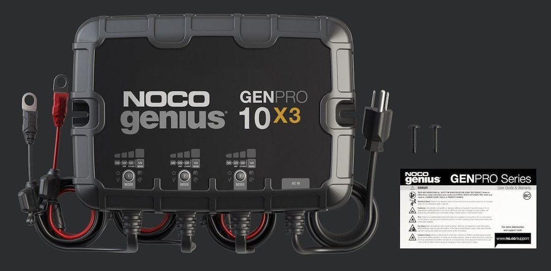 Noco Battery Charger, For 12 Volt Batteries, 3 Bank Onboard Charger/ 10 Amp Per Bank, 120 to 240 Volt AC/ 50 to 60 Hz – GENPRO10X3