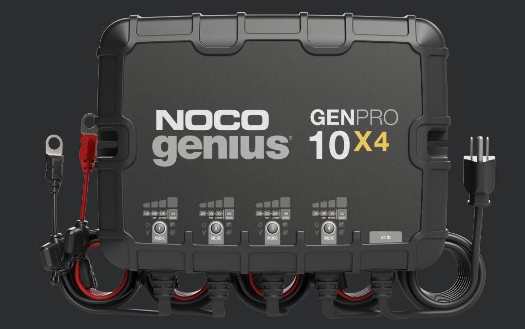 Noco Battery Charger, For 12 Volt Batteries, 4 Bank Onboard Charger/ 10 Amp Per Bank, 120 to 240 Volt AC/ 50 to 60 Hz – GENPRO10X4
