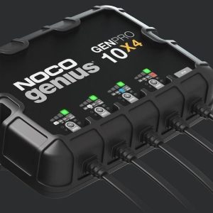 Noco Battery Charger, For 12 Volt Batteries, 4 Bank Onboard Charger/ 10 Amp Per Bank, 120 to 240 Volt AC/ 50 to 60 Hz – GENPRO10X4